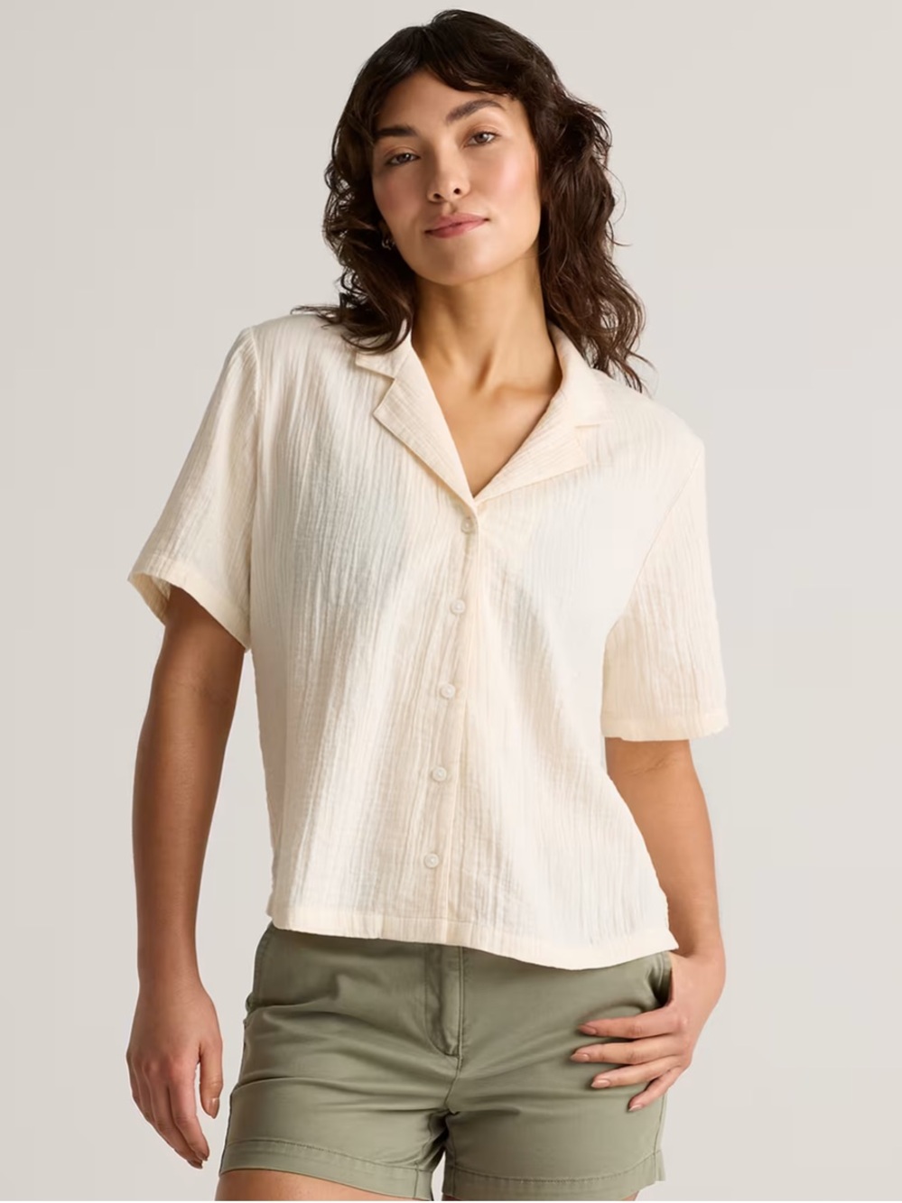 100% Organic Cotton Gauze Short Sleeve
Shirt, White Size Medium
